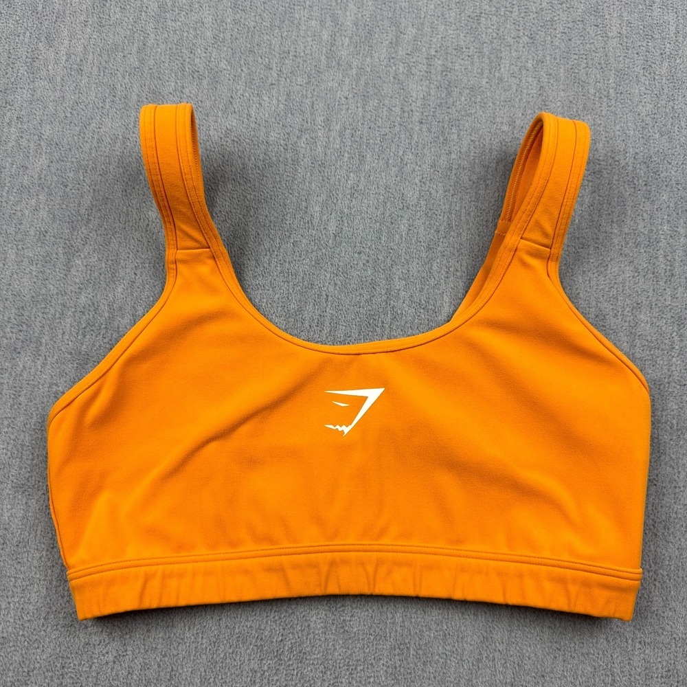 Gymshark Sports Bra Women Small Orange Energy Seamless Strappy Yoga Racerback